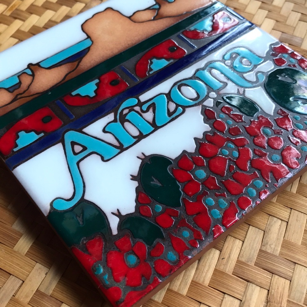 Vintage southwestern hand painted Arizona trivet